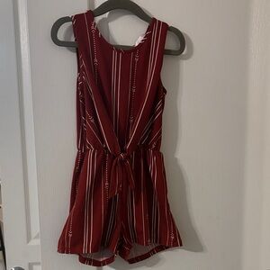 Stylish Red Romper with White Stripes